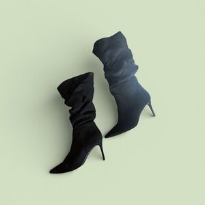 JustFab Black Slouch Stiletto Boots – Size 11